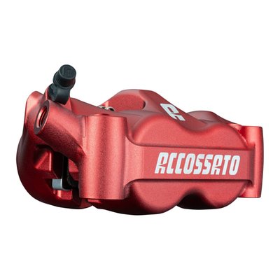 Red anodized finish.
100mm mounting distance.
Aluminum pistons.
4x ST (Standard sintered) brake pads per caliper.
Complete with Standard brake pads.
Accossato Monobloc Forged Radial Brake Calipers are engineered for riders that demand maximum performance and precision. Comes complete with 4x ST (Standard sintered) brake pad set. Manufactured from high-quality CNC machined forged aluminum, this caliper combines strength with a rigid lightweight construction to deliver exceptional braking control and reliability. Each caliper is designed to maximize braking efficiency and handling. Each caliper is also checked and tested before it it leaves the factory. This makes an Accossato caliper an excellent choice for riders that demand top-level technology paired with uncompromised quality.