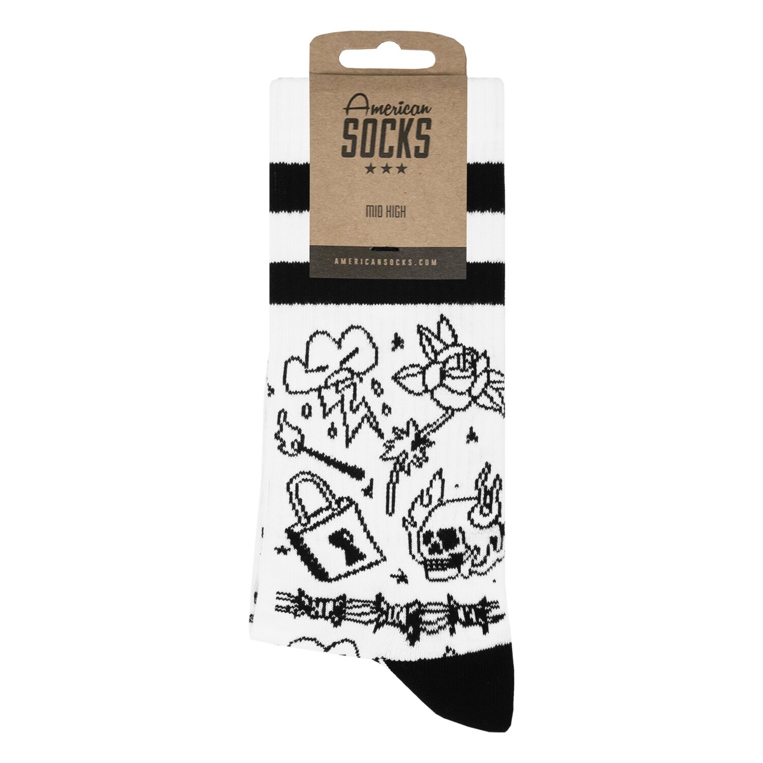American Socks Burning Rage Mid High socks, White, One size fits most