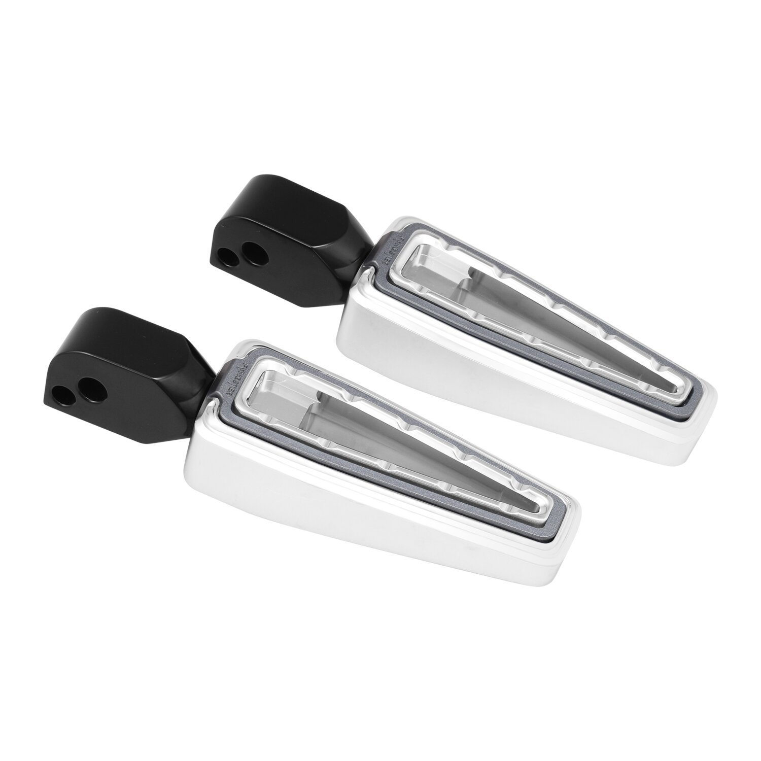 Fangster, passenger foot pegs. Chrome smoky