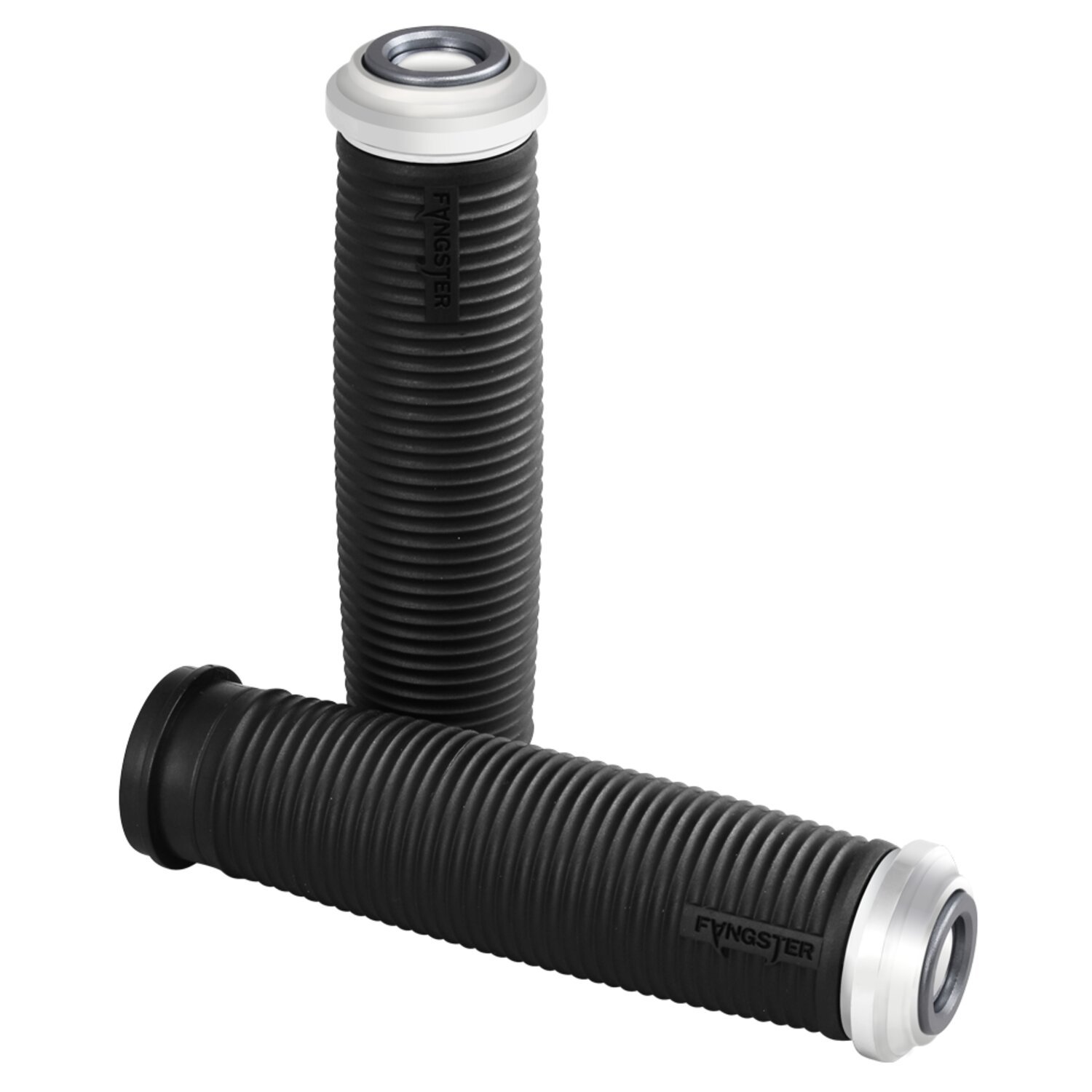 Fangster, handlebar grip set. Chrome smoky