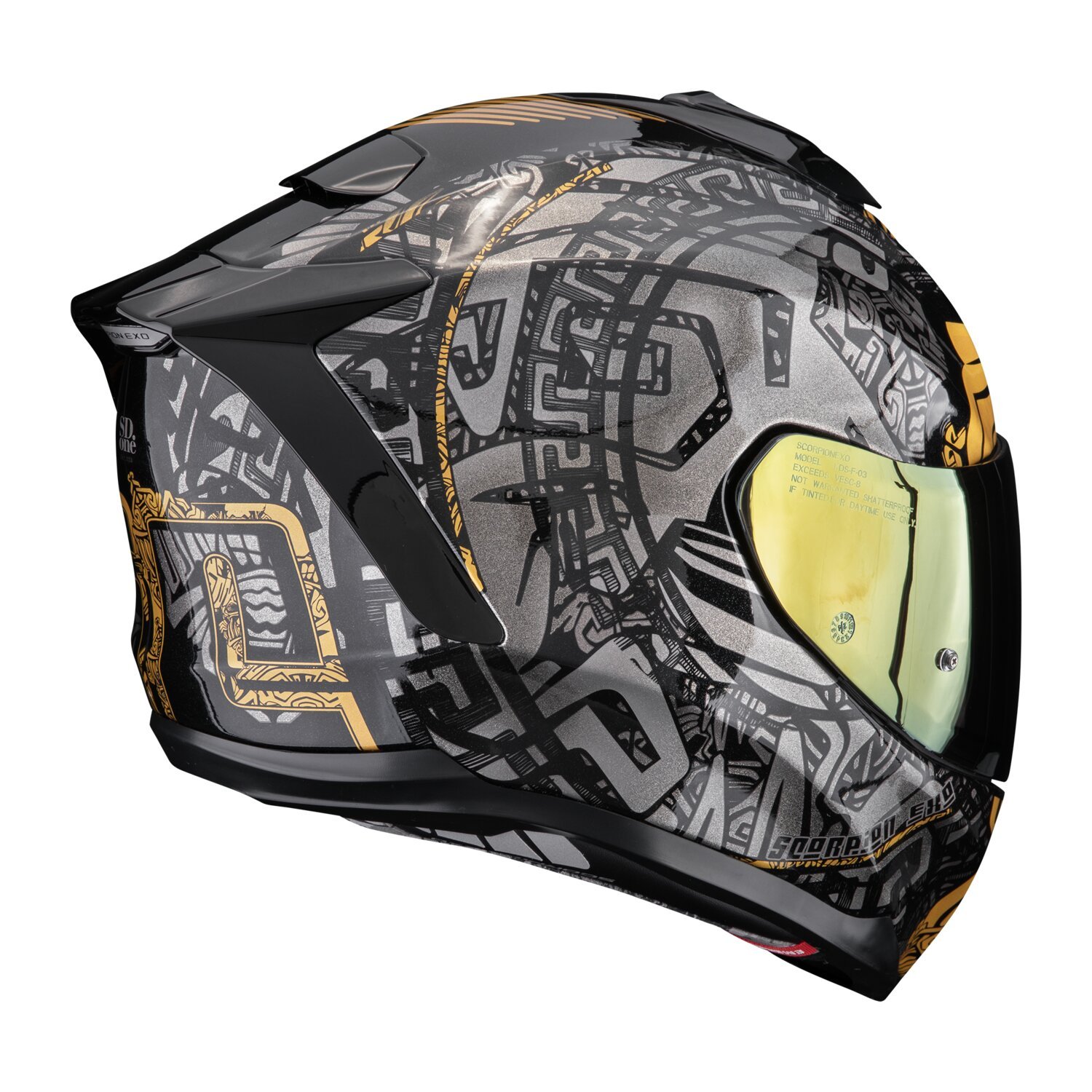 L — Scorpion EXO-1500 Air Apus helmet black/grey/gold, Gloss, L