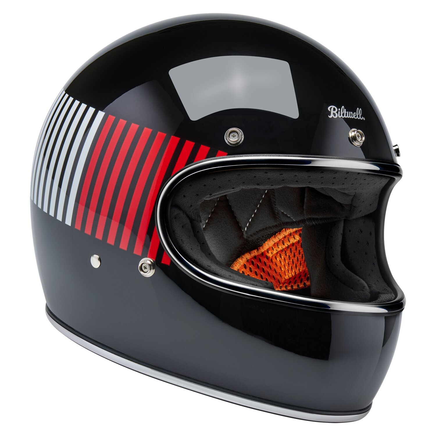 2XL — Biltwell Gringo RWB Raceflow helmet black, Gloss, 2XL