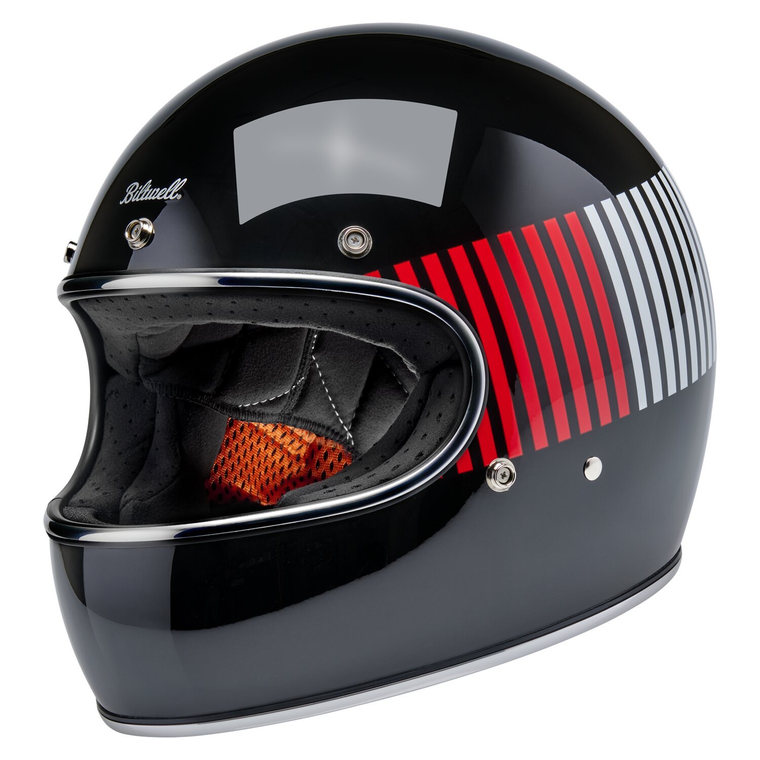 L — Biltwell Gringo RWB Raceflow helmet black, Gloss, L