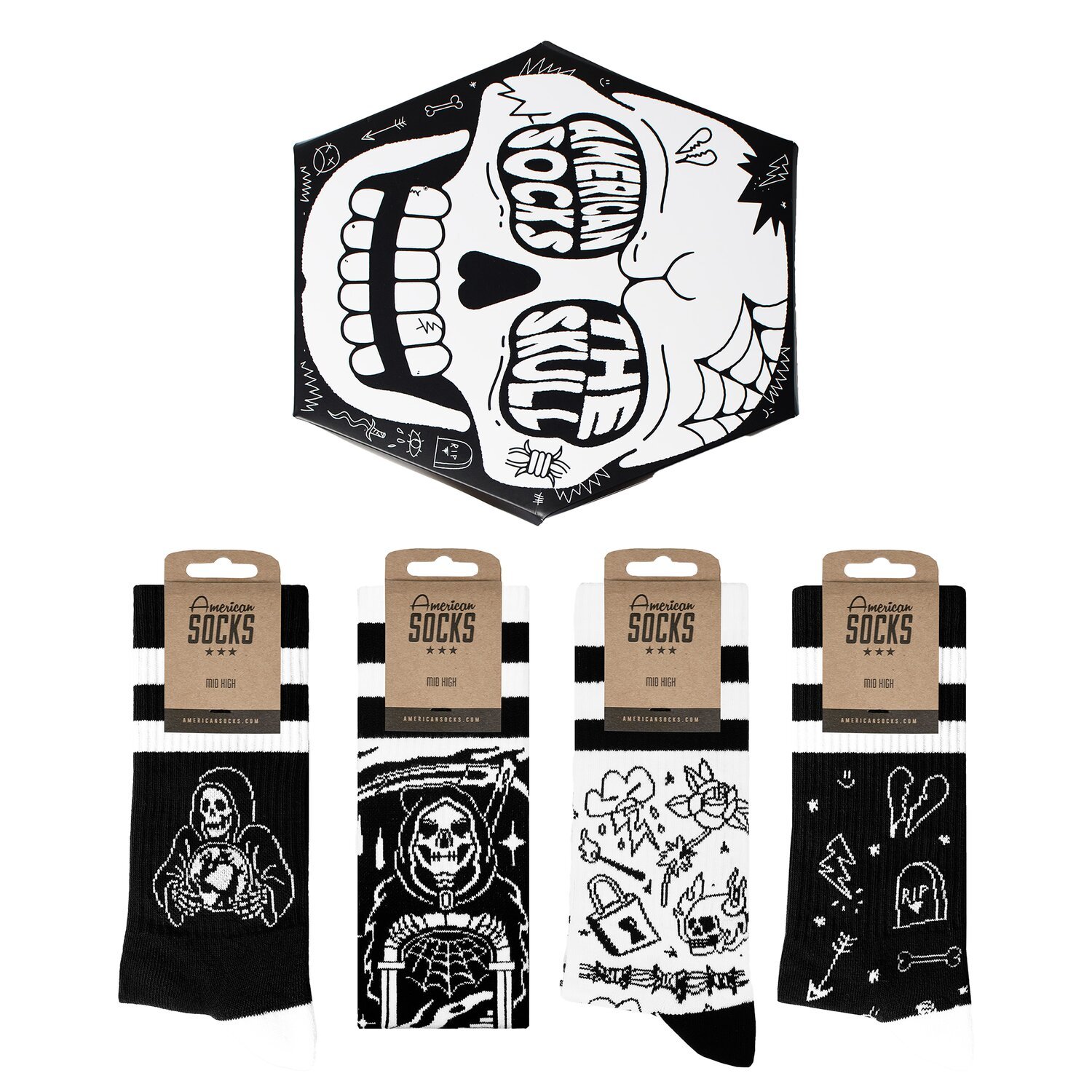 American Socks The Skull gift box, Multi-color, One size fits most