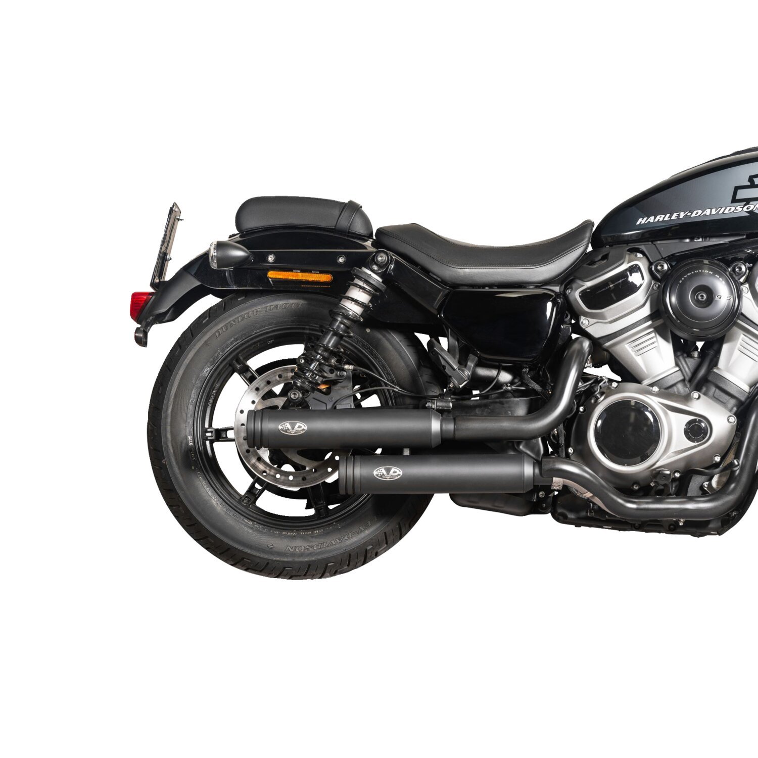 V Performance, 2-2 exhaust system. Double Ring end caps. Bla, Black