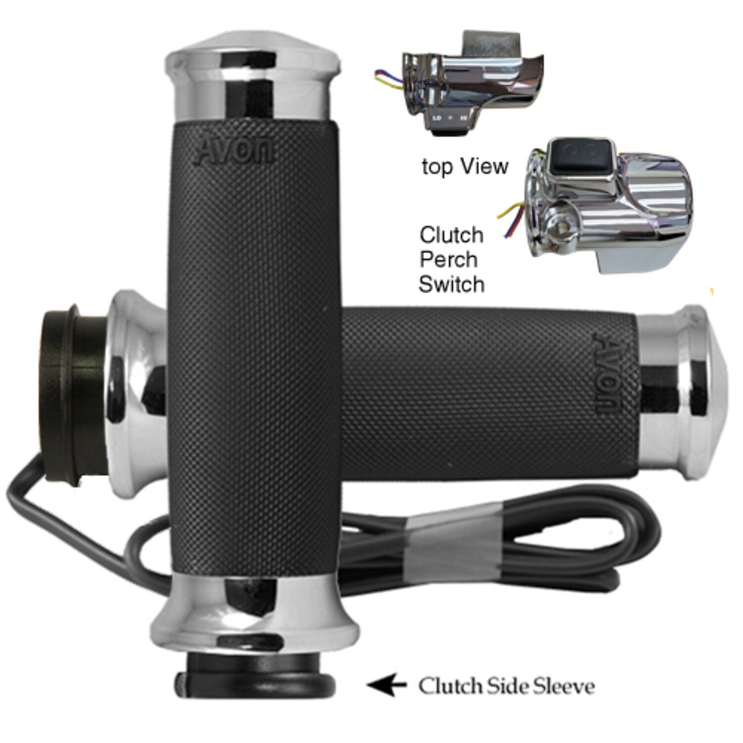 Avon, Heated Custom Contour Grips, Chrome , e- Throttle