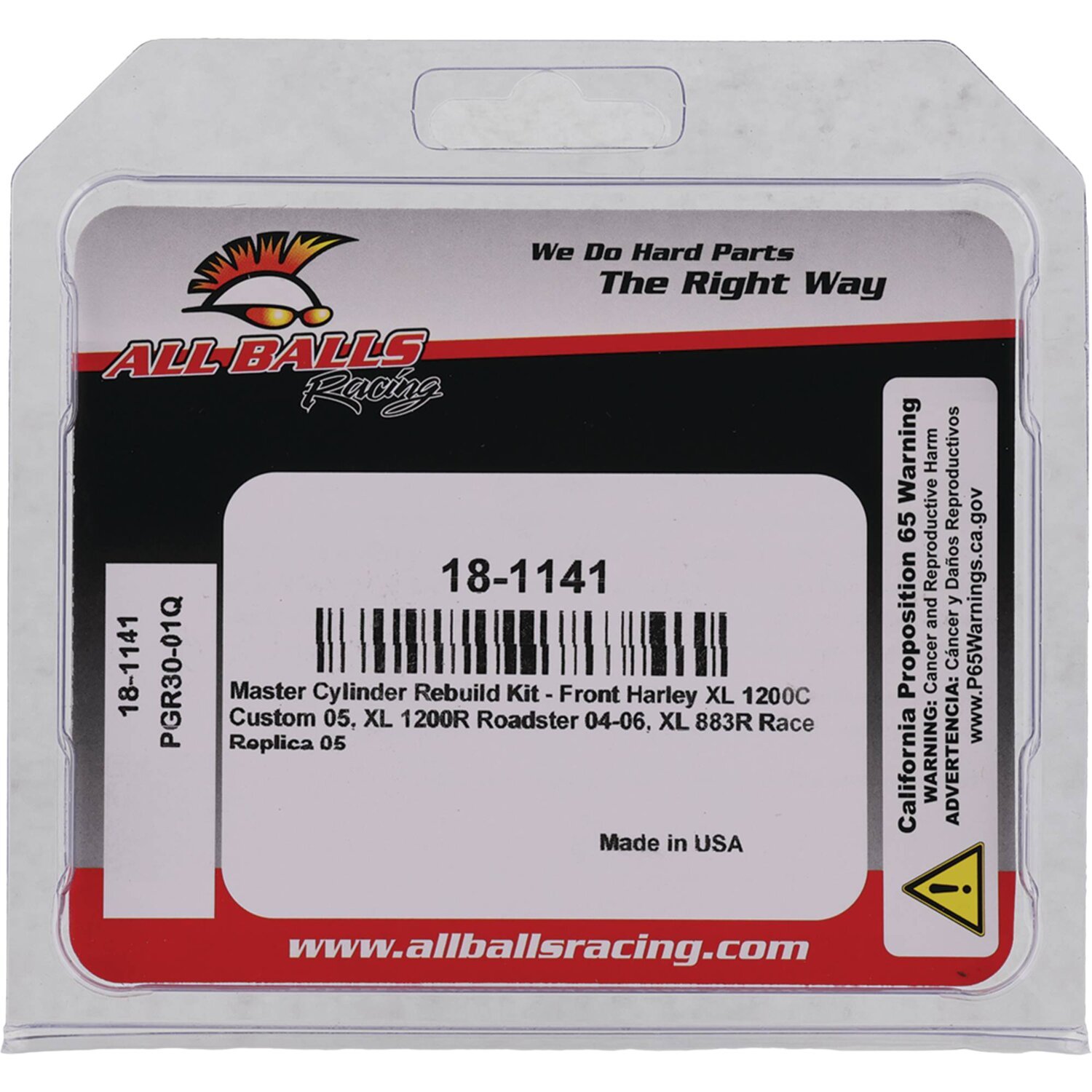 All Balls, master cylinder rebuild kit. Front. Dual disc