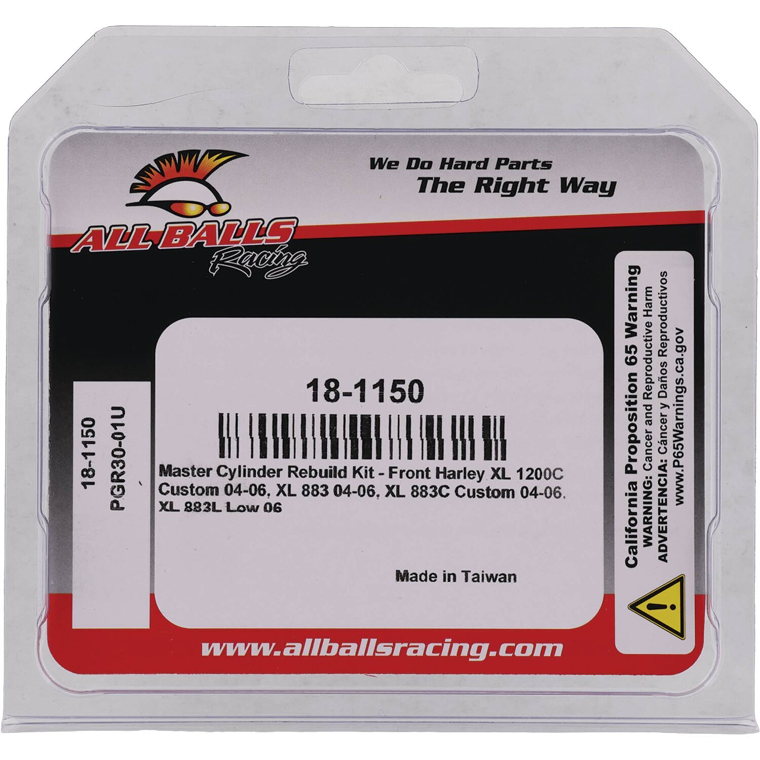 All Balls, master cylinder rebuild kit. Front. Single disc