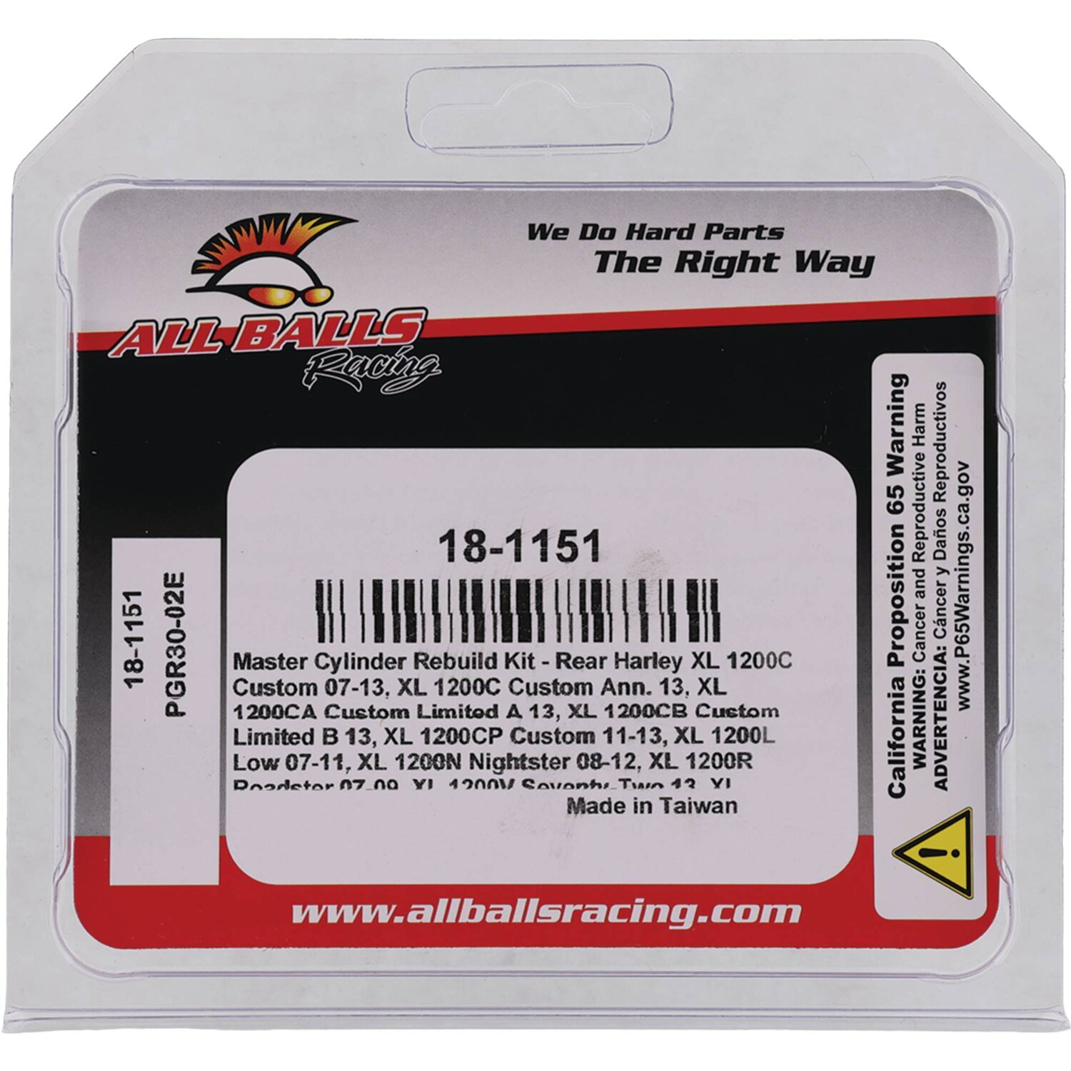 All Balls, master cylinder rebuild kit. Rear