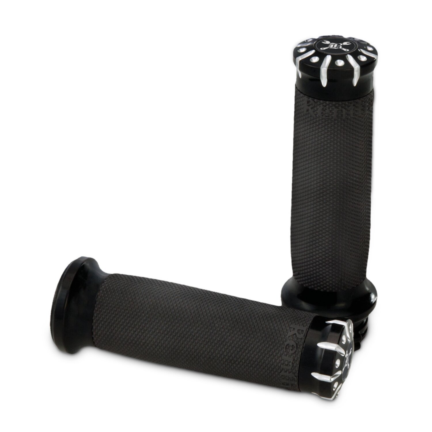 Burly, Hawk Billet grip set. Black CC stripes/dots