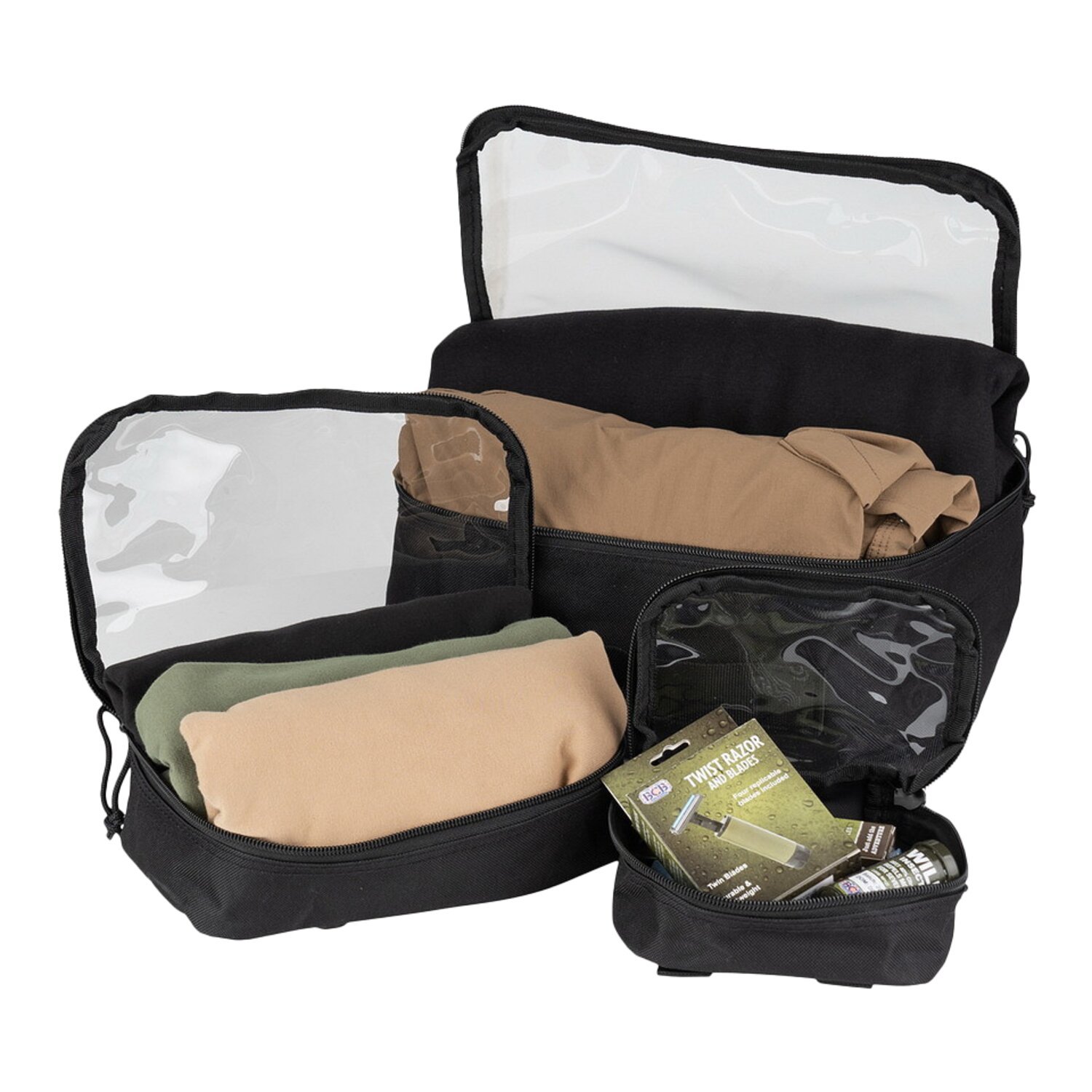 Army Surplus Organizer transparent set 3pcs, Black