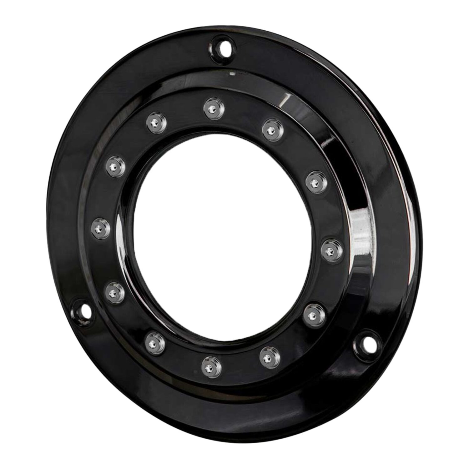 Rick's Motorcycles, Clutch/derby cover, Porthole. Gloss Blk, storm grey black tracker