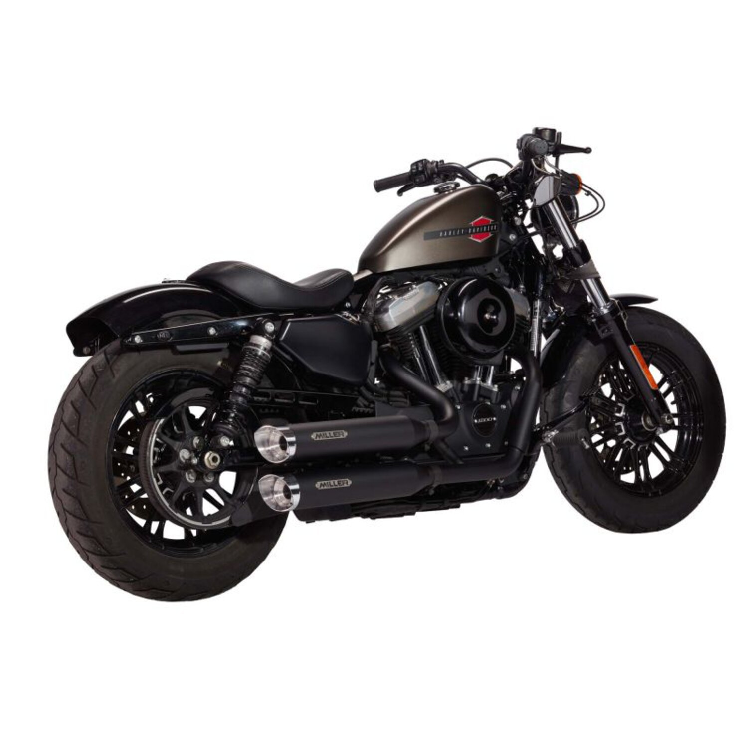 Miller, Straight Devil Exh-Syst. blk., Endcap SlashCut pol