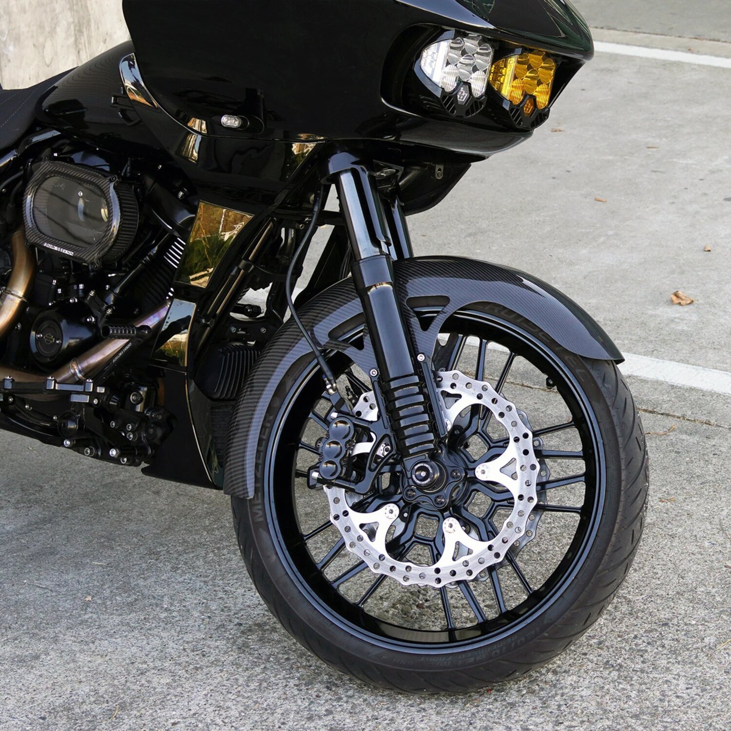 Arlen Ness, 21" carbon fiber Wrapper front fender, Unpainted, Gloss