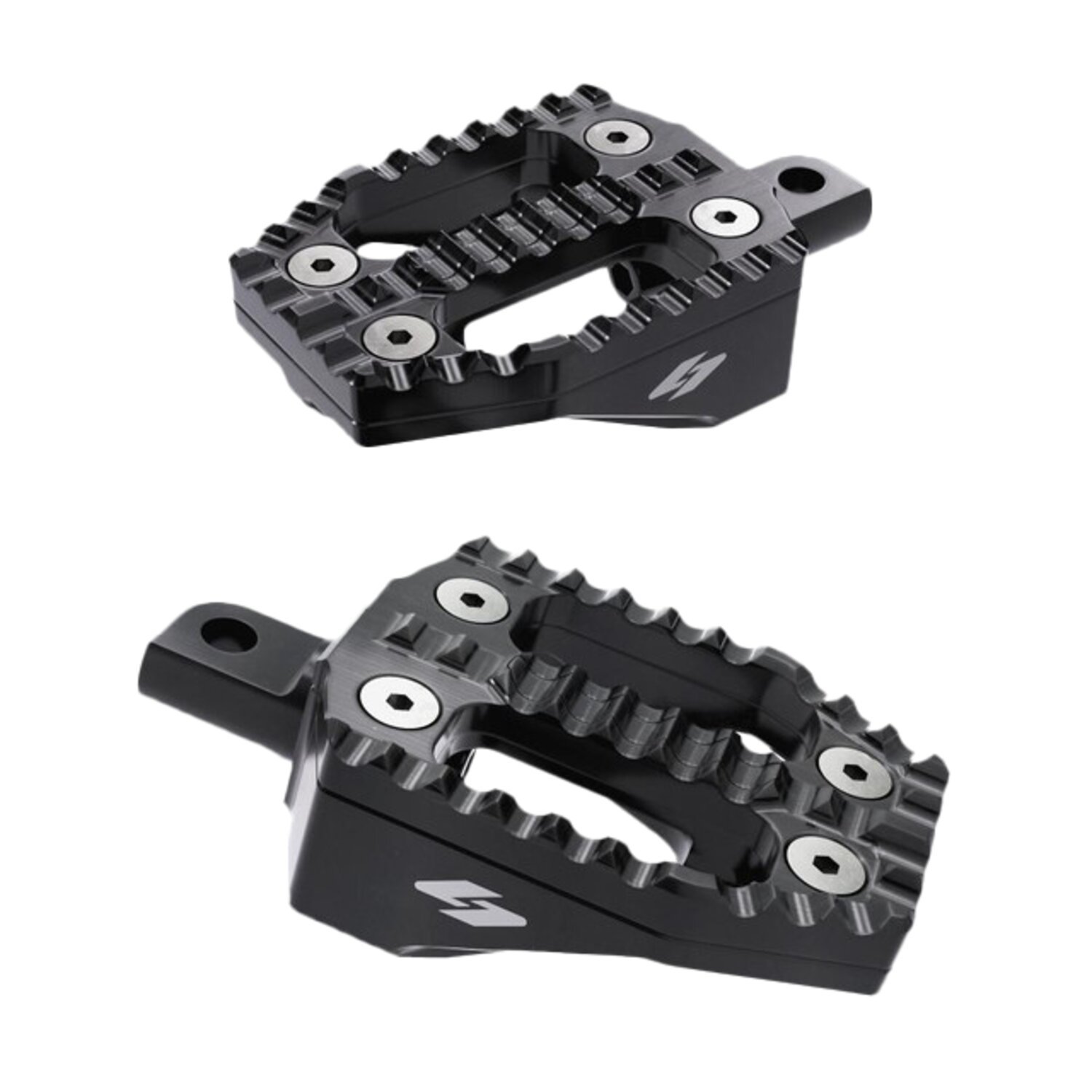 Kraus, EXO foot peg set. Black alu top / Black alu base