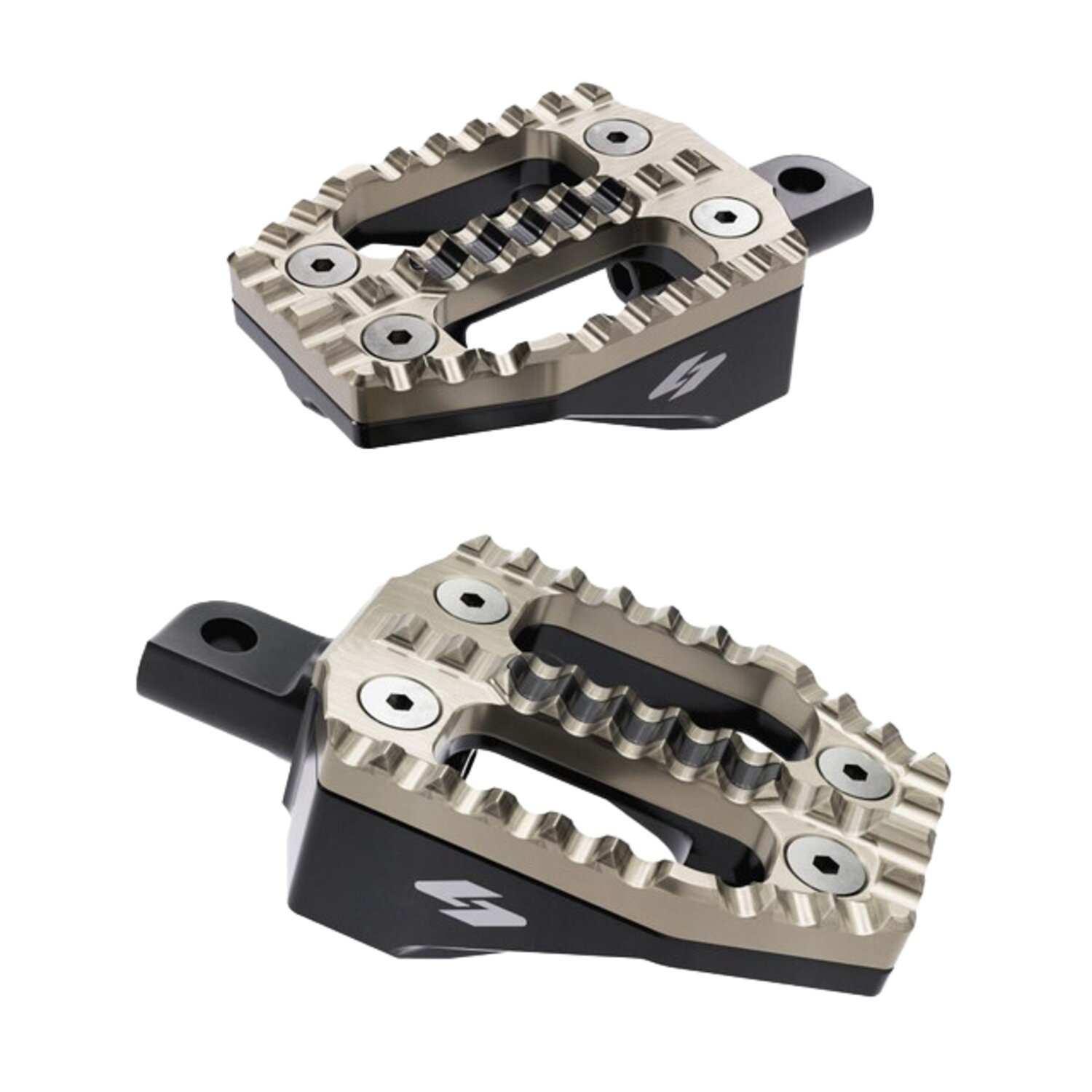 Kraus, EXO foot peg peg set. Gold SS top / Black alu base