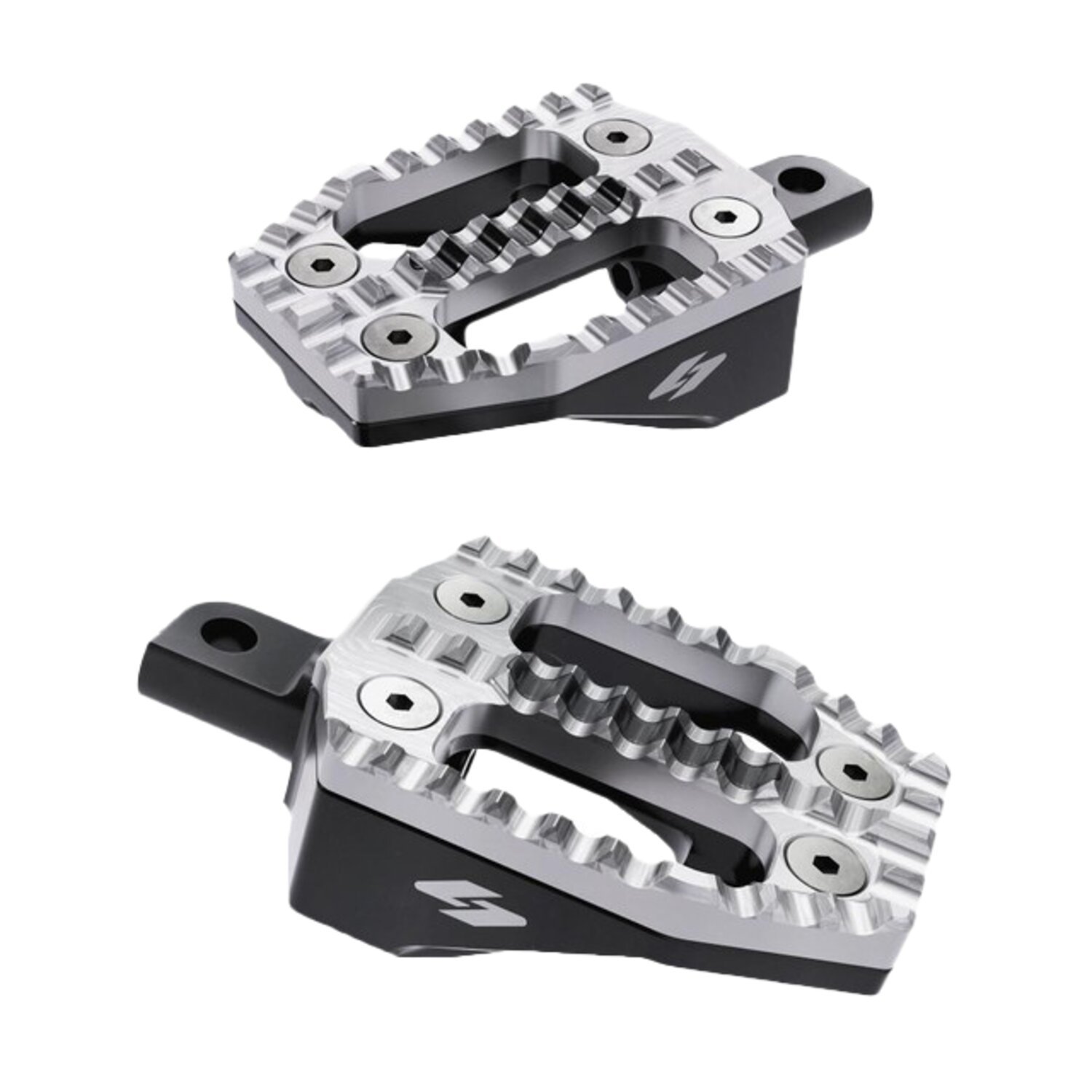 Kraus, EXO foot peg peg set. Black alu top / Machi. alu base