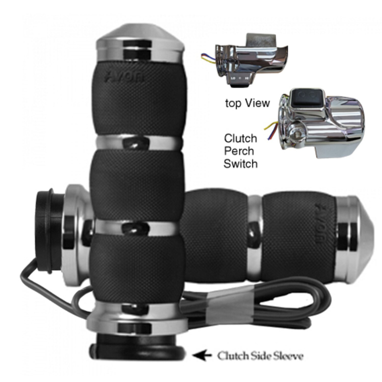 Avon, Heated Air Cushion Grips, Chrome , e- Throttle