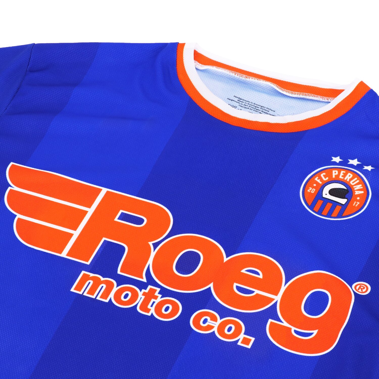 Roeg Peruna LE football jersey, Blue, orange, L