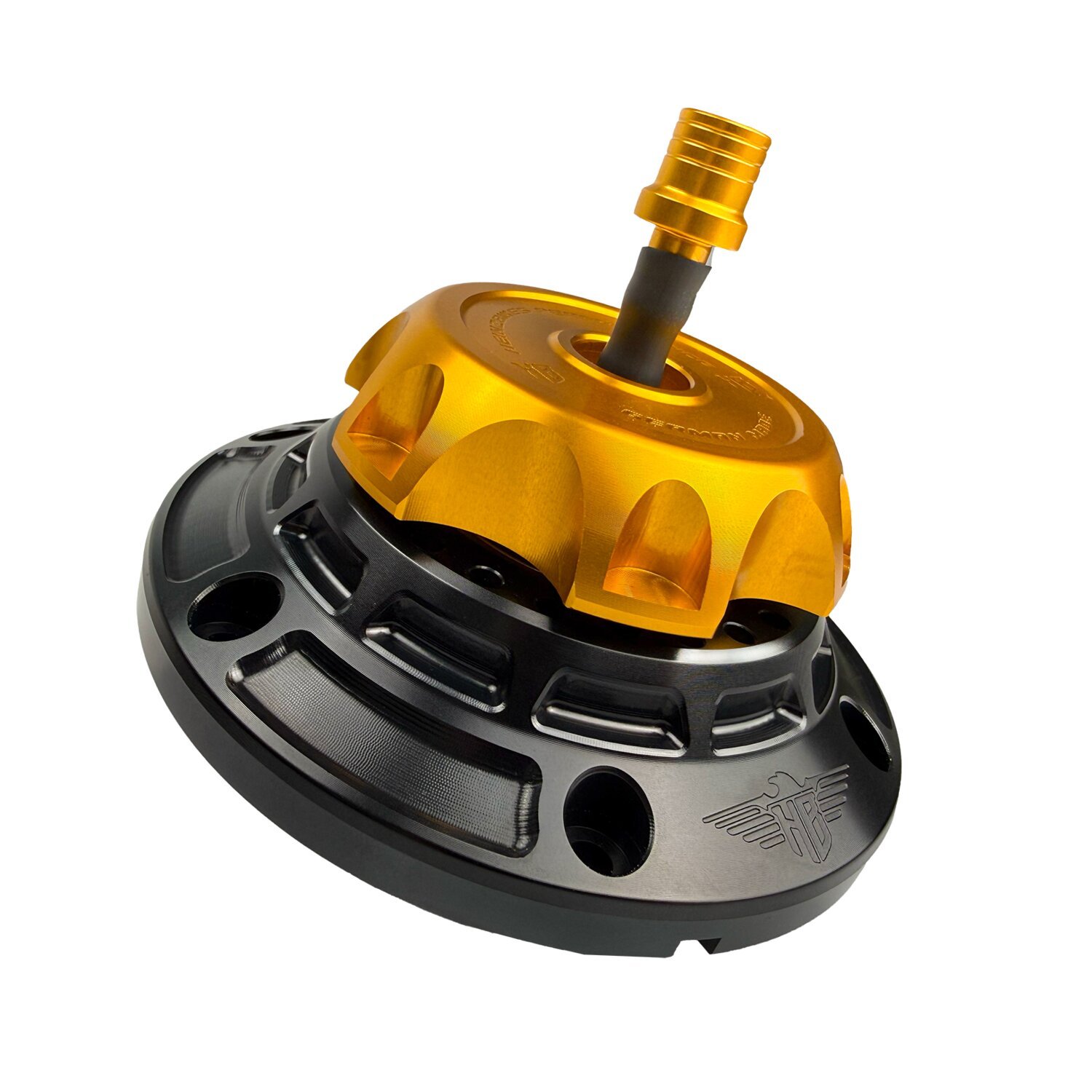 HeinzBikes, 'Performance' vented gas cap, black, Gold, Anodized