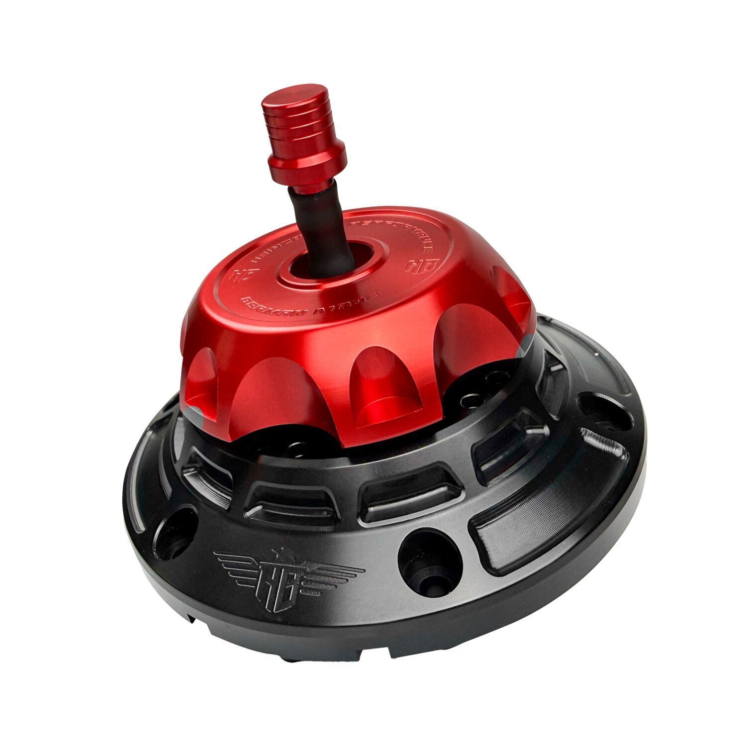 HeinzBikes, 'Performance' vented gas cap, black, Red, Anodized