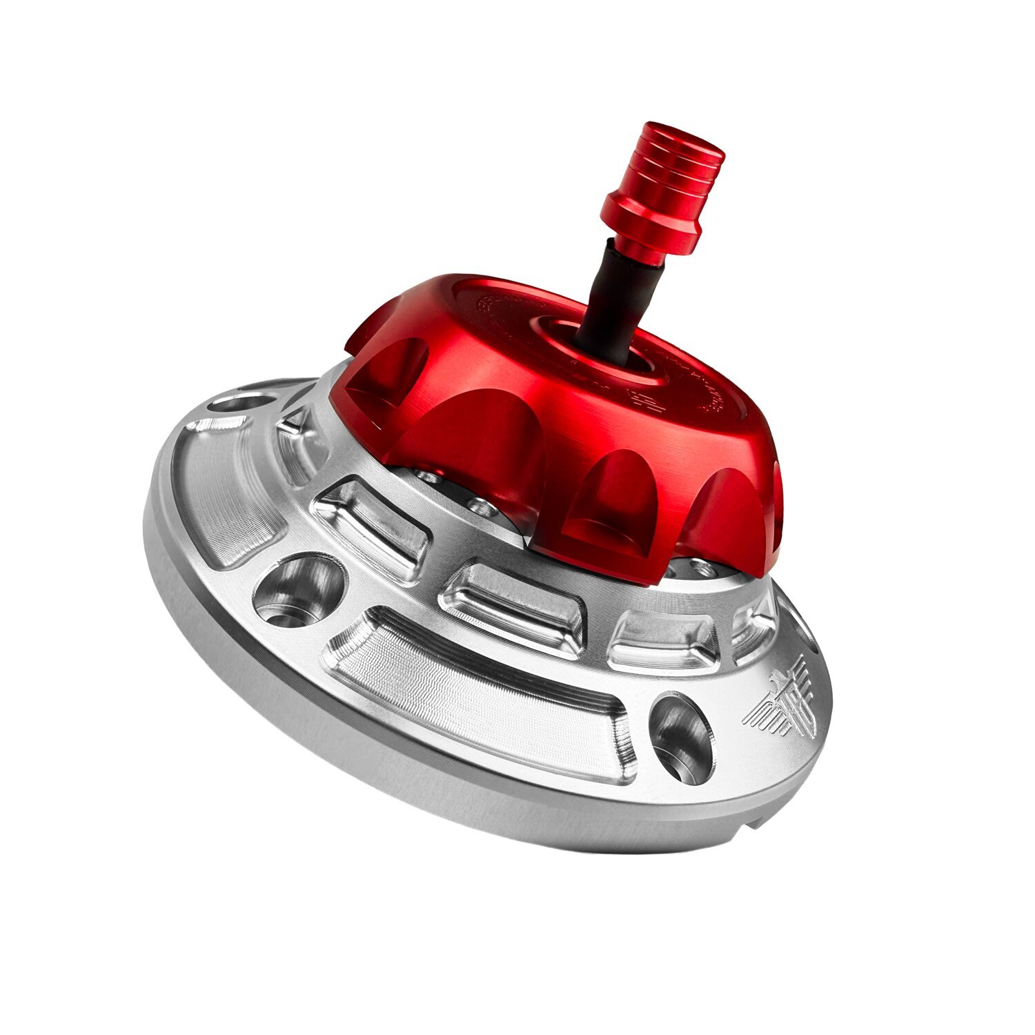 HeinzBikes, 'Performance' vented gas cap, silver, Red, Anodized