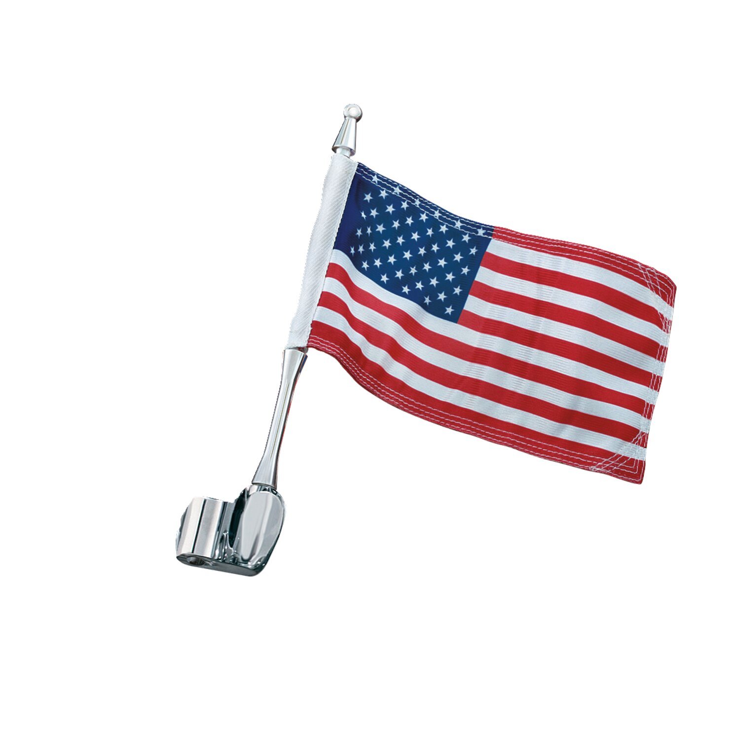 Kuryakyn, Antenna flag mount with us flag, chrome, Red