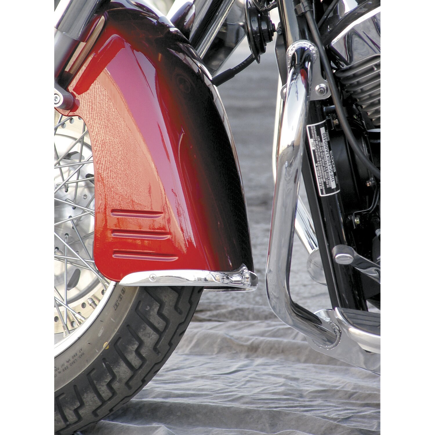 NC cast front fender tip set chrome