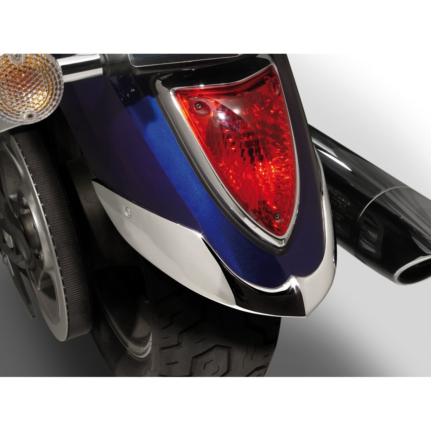 NC cast rear fender tip chrome