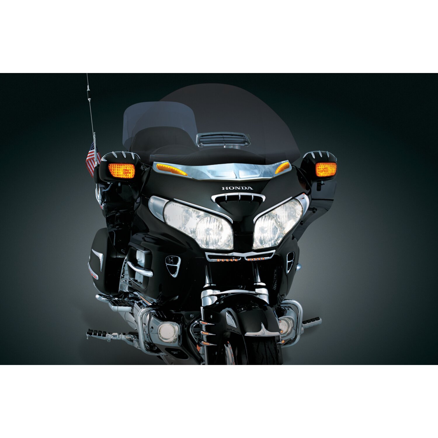 Kuryakyn, Windshield trim with turn signal accents, Chrome