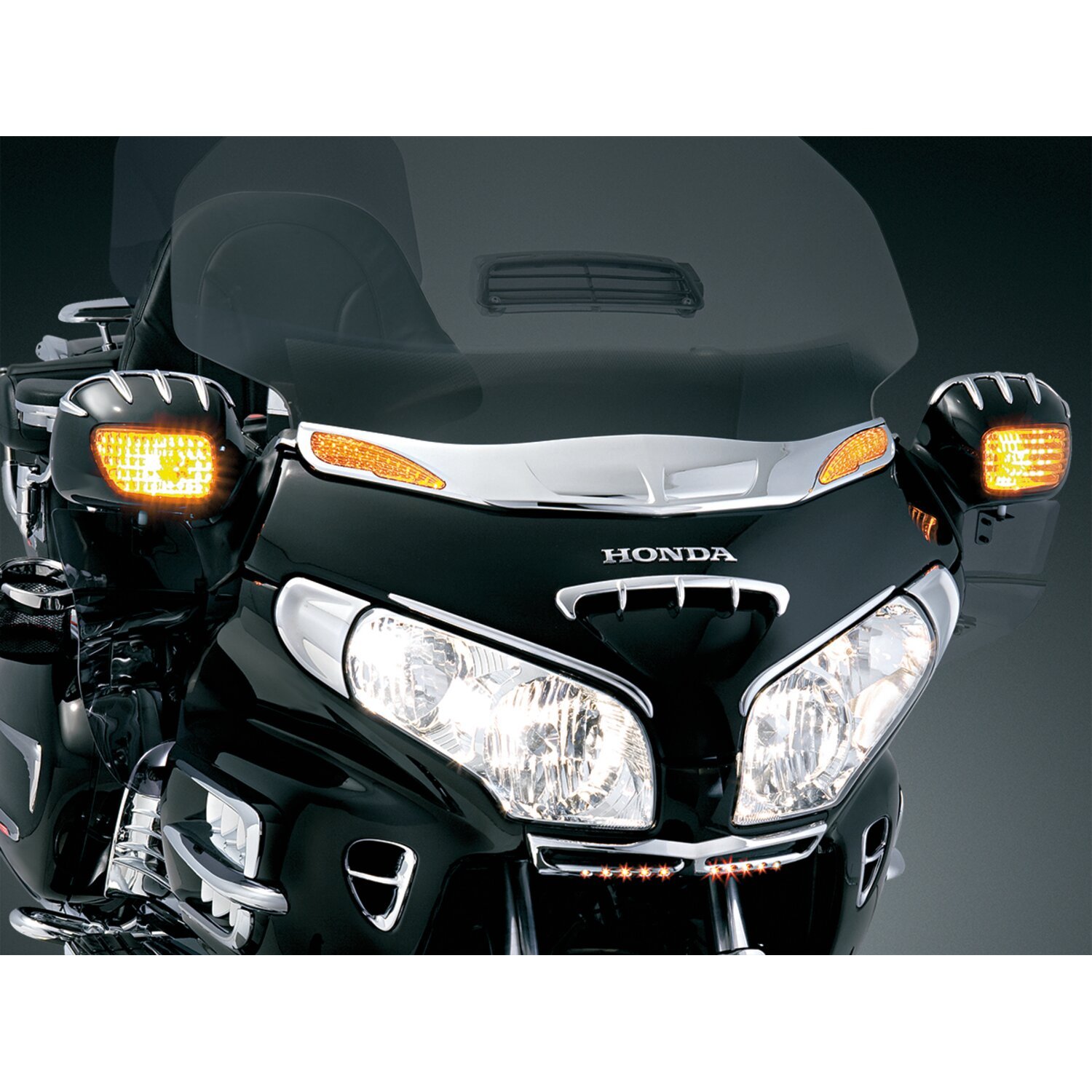 Kuryakyn, Windshield trim with turn signal accents, Chrome