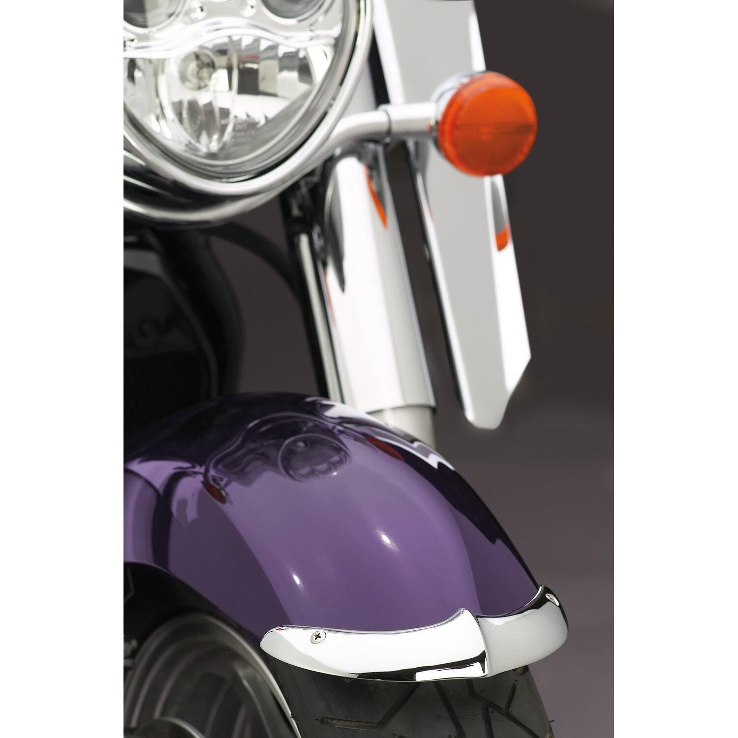 NC cast front fender tip set chrome, Silver