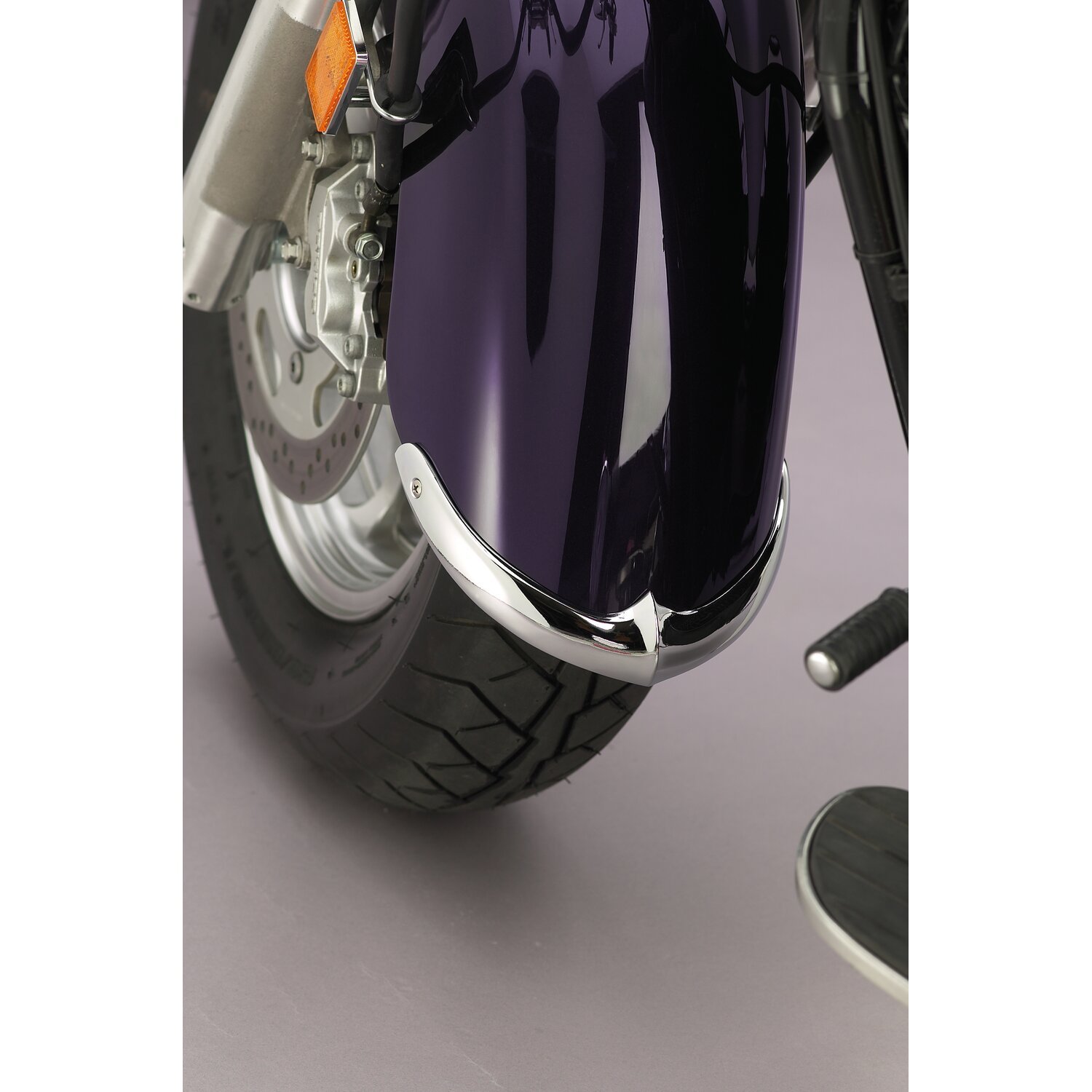 NC cast front fender tip set chrome, Silver