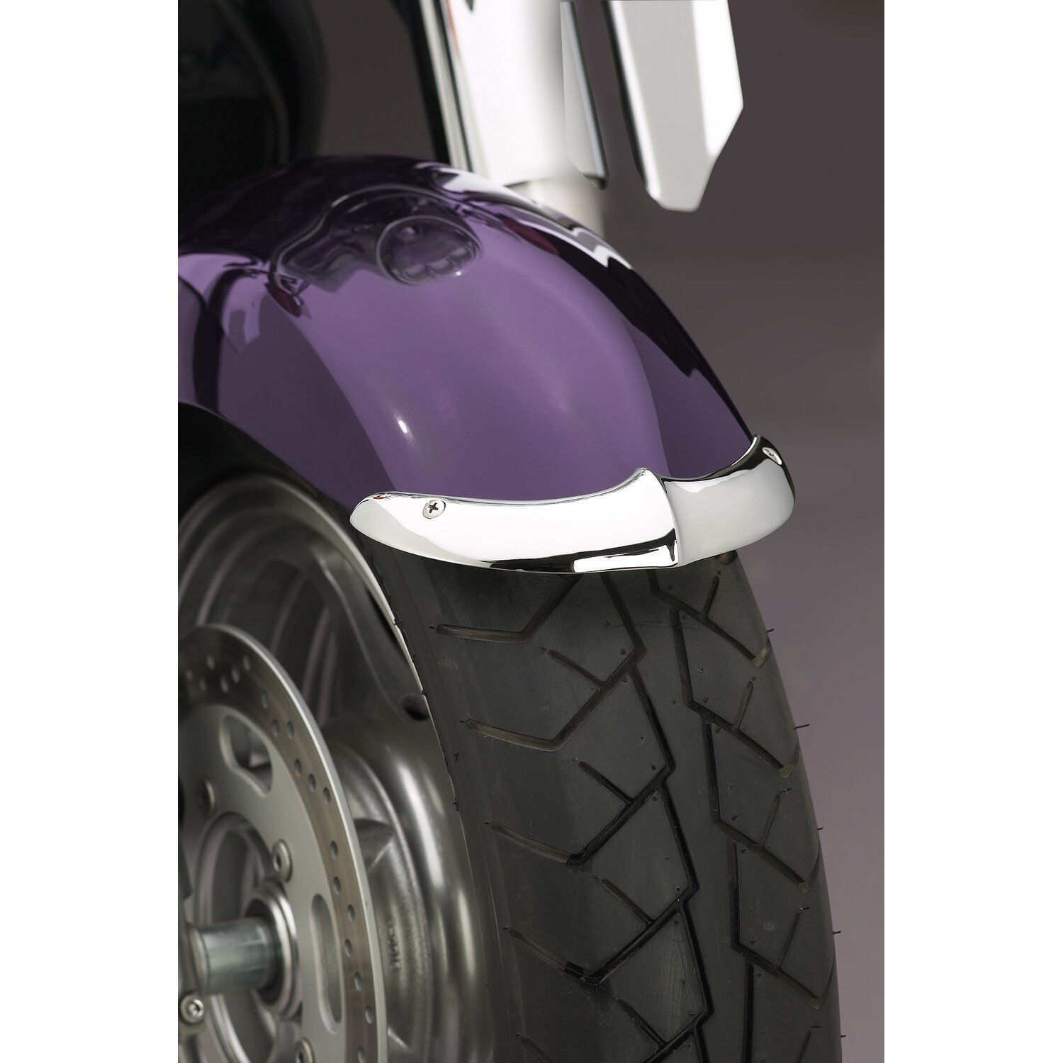 NC cast front fender tip set chrome, Silver
