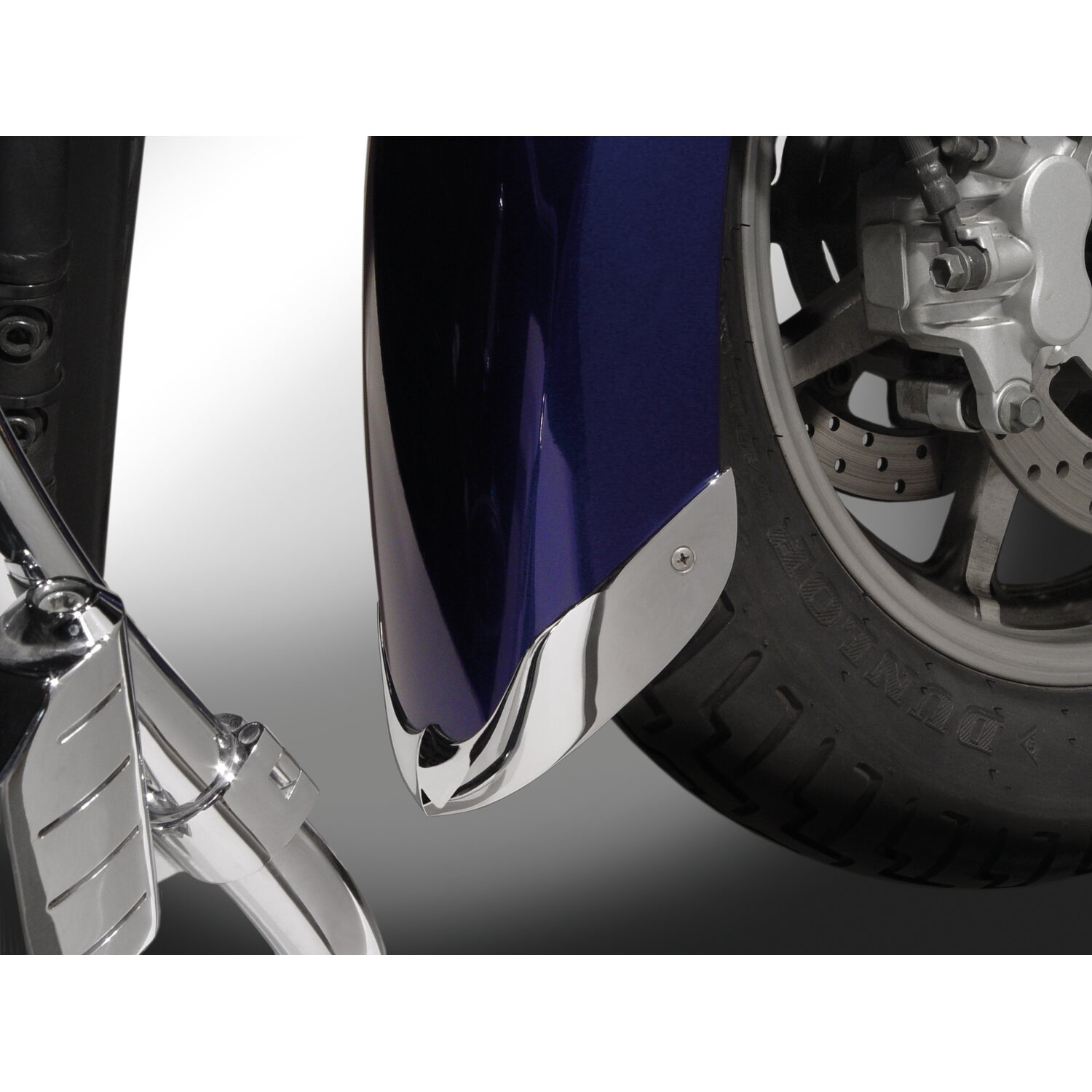 NC cast front fender tip set chrome