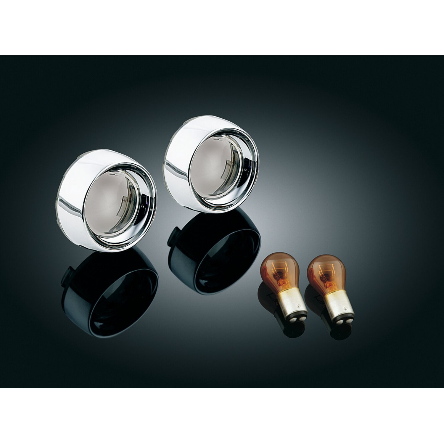 Kuryakyn, Front deep dish bezels w/smoke lenses, amber bulb
