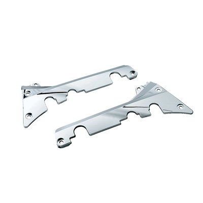 Directly inboard of the passenger footset is an ugly grey panel that's a total mismatch with the bike's color & stature. Chrome-plated.