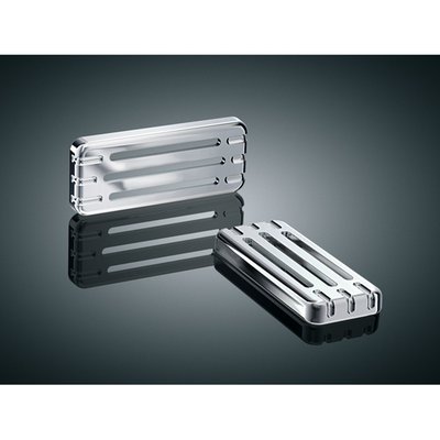 Hook up those unsightly front and rear reflectors on your bike with these louvered chrome covers. Maintains visibility, and also adds a stylized cover in traditional Kuryakyn chrome.
