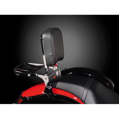 Convert your bike from a solo boulevard cruiser to a 2-up tourer – and back again – in under 5 seconds, with no tools.
The Paladin® QuickSet mount kit uses an innovative, key-lockable mounting system that's designed for an optimal fit on each specific make and model. All moving components are made from stainless steel for years of reliable, smooth operation. 
The mount kit is designed to complete the back rest 8082401 & luggage rack 8082505 assembly into one complete unit. 

After unlocking, just lift the levers on the bottom of the back rest's side plates and pull up to remove the complete assembly from the motorcycle.