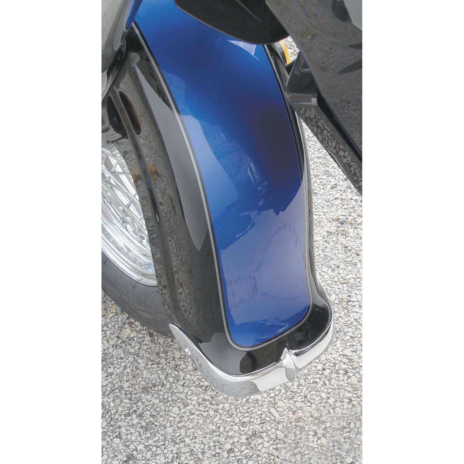 NC cast front fender tip set chrome