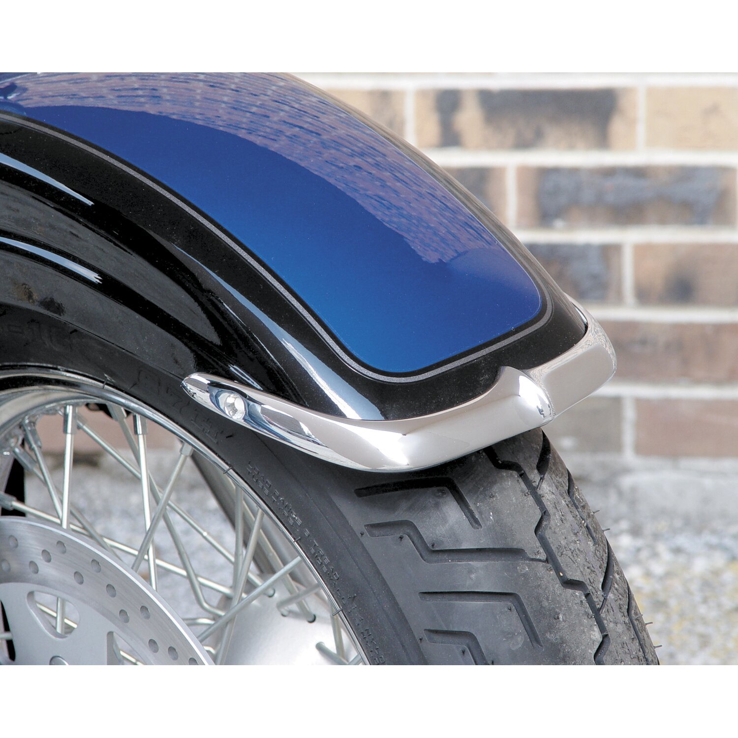 NC cast front fender tip set chrome