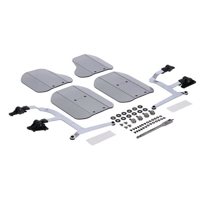 This FRM hardcoated Lexan polycarbonate fairing mount Wing Deflector, medium 50% tinted, allows maximum temperature control of airflow toward or away from the rider. National Cycle's unique Swivel Ratchets allow the Deflector to be incrementally adjusted by hand for personalized temperature control. 
There are no tools required for mounting (mount kit is included), installation is easy. This wing deflector is fully road worthy and, once adjusted, stays in place even at highway speeds. A unique one-piece steel bracket is designed for maximum strength and chrome plated for a beautiful finish.
There are no joints in National Cycle's brackets, so they can not move out of adjustment. The kit consists of 4 pieces.
