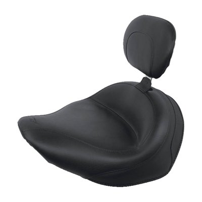A solo seat, front width 17,5" wide, with fully adjustable, easily removable driver backrest and front bucket that sits the driver at an ideal cruising angle.