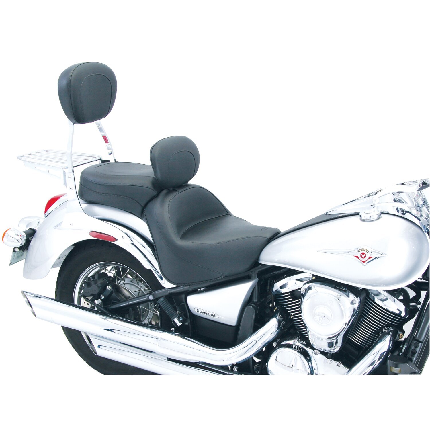 Mustang 1 piece 2-up wide touring vintage seat, Black, Plain