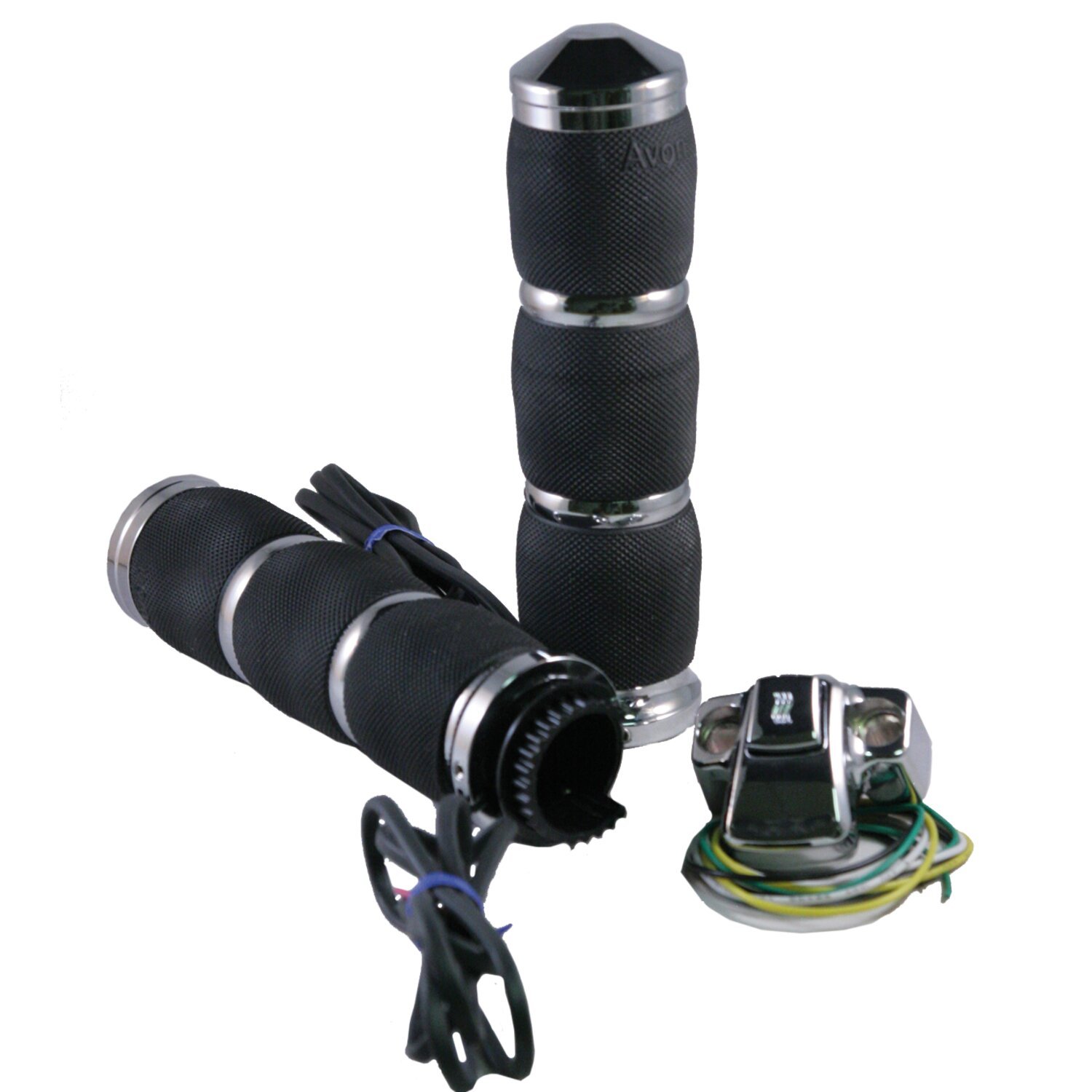 Avon MT Air Cushioned heated grips, Black, Chrome