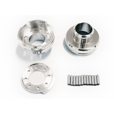 Chrome plated steel. 
Direct replacement for the OEM frame cups. 
Installation gives a clean fork stop solution. 
Fits stock and customs that have frame cup equipped style frames. 