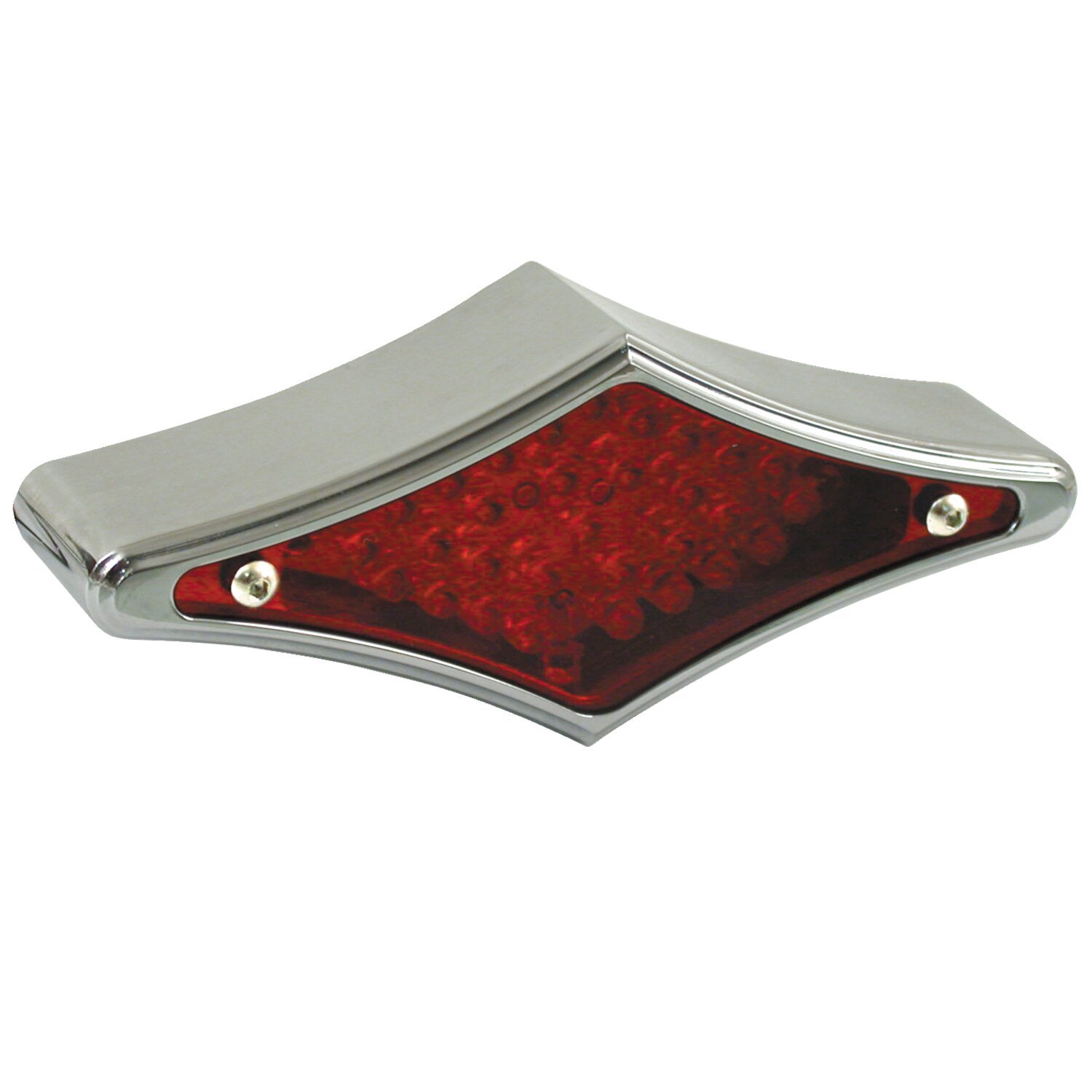Flat-lens diamond LED taillight, Red, Chrome