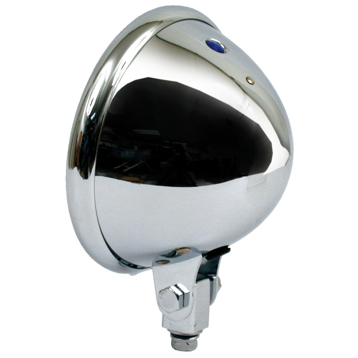 5-3/4" Bates style headlamp, shell only, Chrome