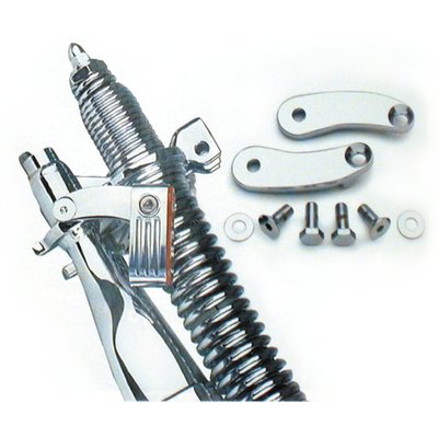 Used to mount stock or custom turn signals directly on the front fork instead of the handlebars.
Includes hardware.