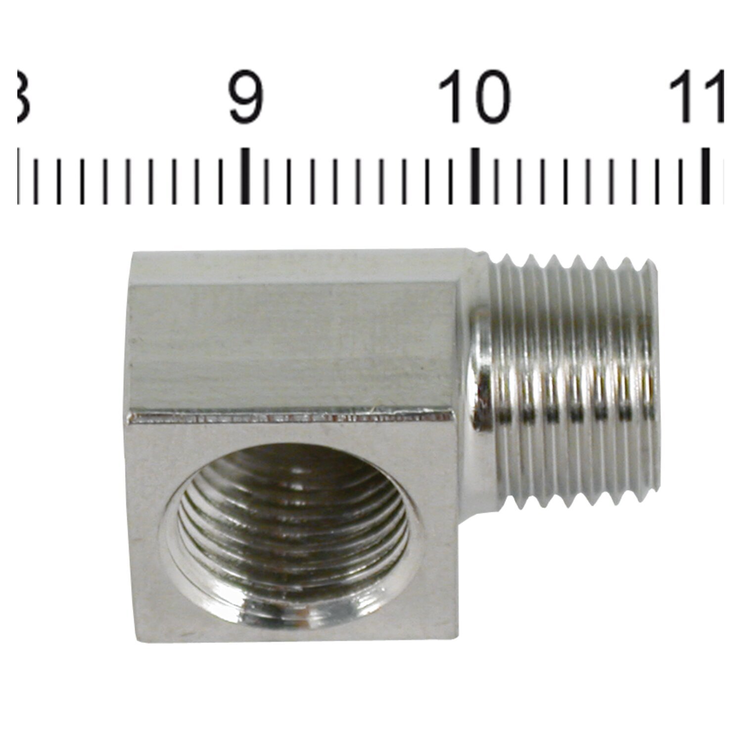 Streethogs, oil fitting adapter, 90 degree. Stainless